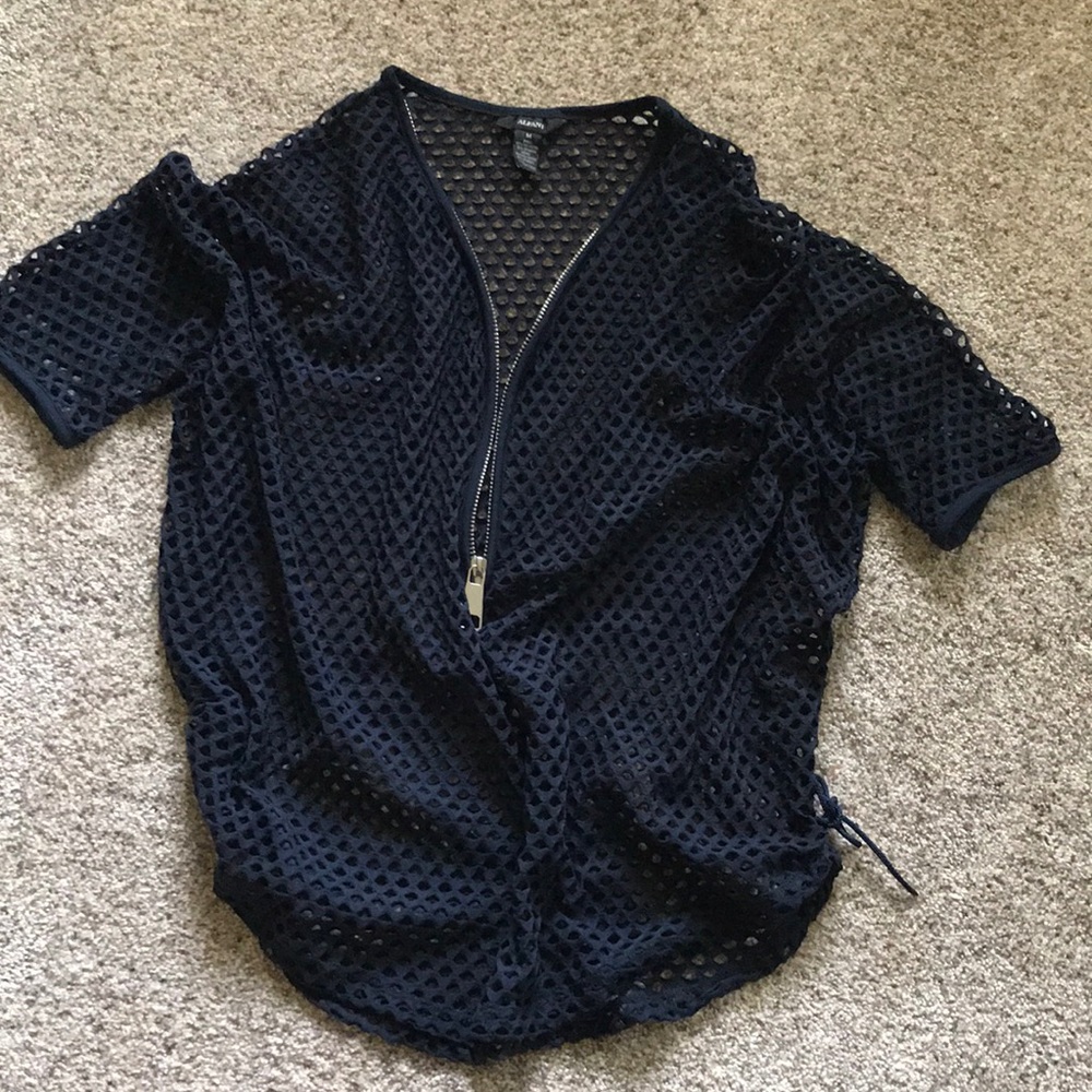 See through mesh over shirt